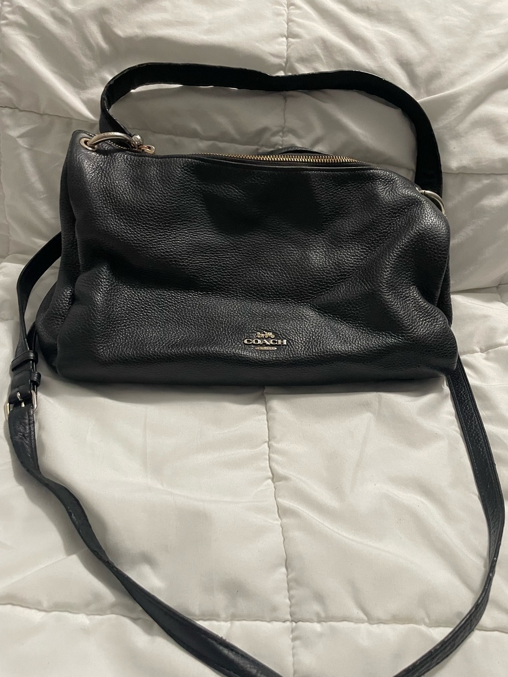 Coach Black Pebbled Leather Messenger Crossbody